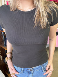 Eve Rib Baby Tee - Black