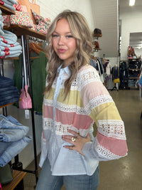 Georgie Top - Contrast Blue Lace
