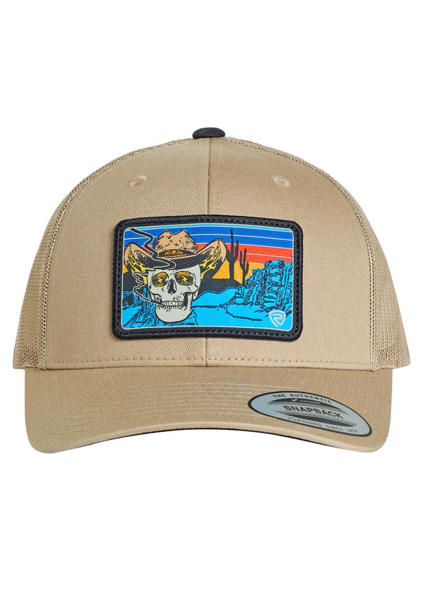 Rock & Roll Tan Skull Patch Cap
