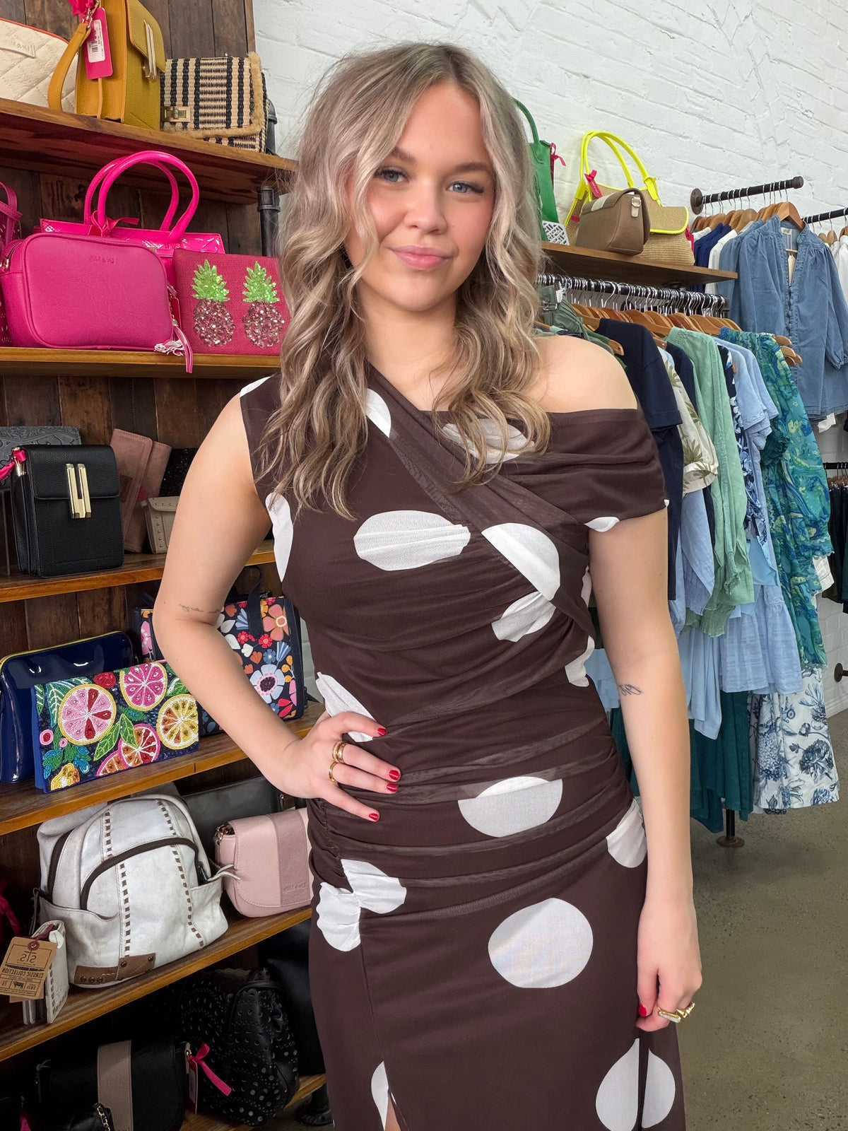 Coco Maxi Dress - Chocolate Polka Dot