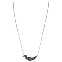 Western Necklace - Turquoise Feather Bar Pendant