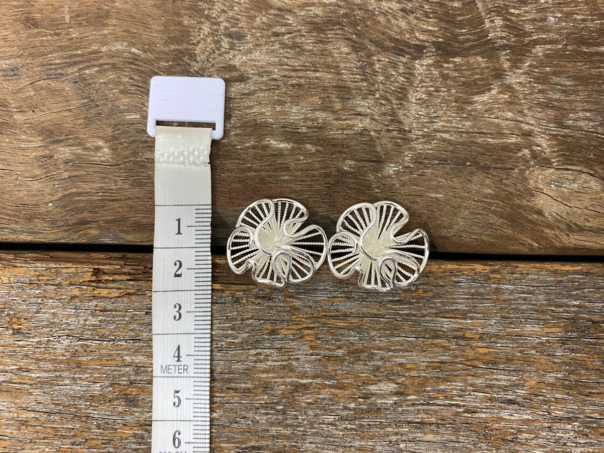 Earrings - Overlapping Silver Petal Swirl Earrings