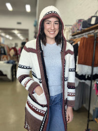 Frankie Cardigan - Burgundy & Beige