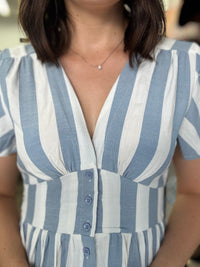 Addie Midi Dress - Blue Stripe