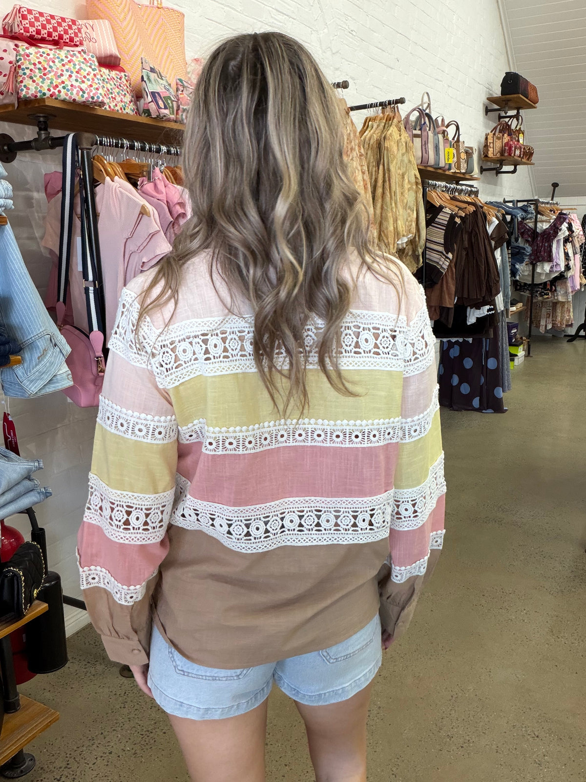 Georgie Top - Contrast Latte Lace