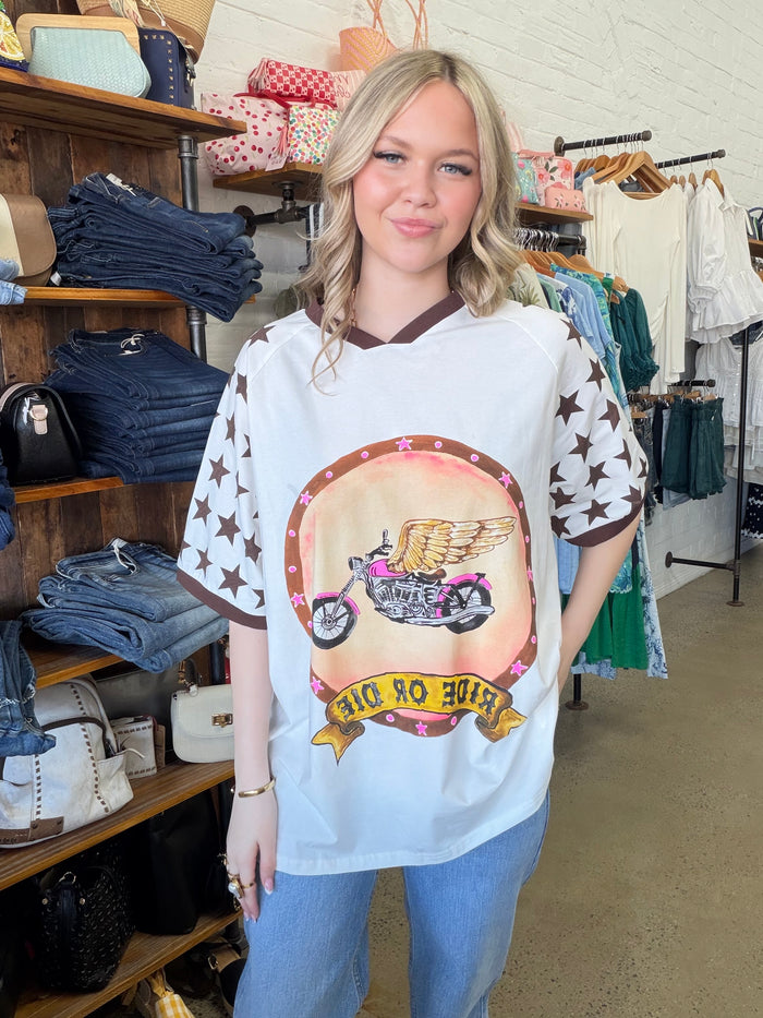 Ride Or Die Oversized Tee - White