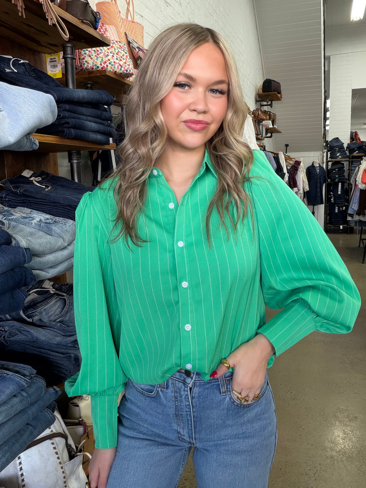 Dolly Top - Green Stripe