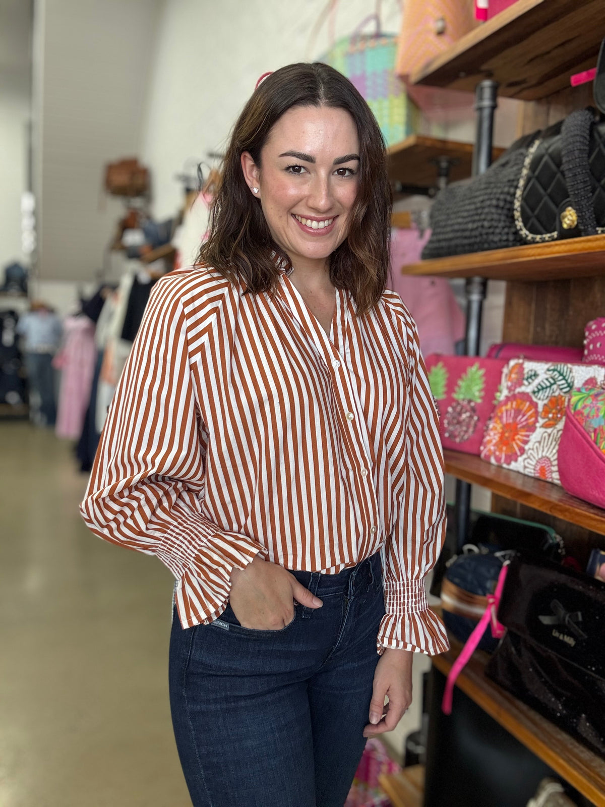 Rylan Top - Bown & White Stripe