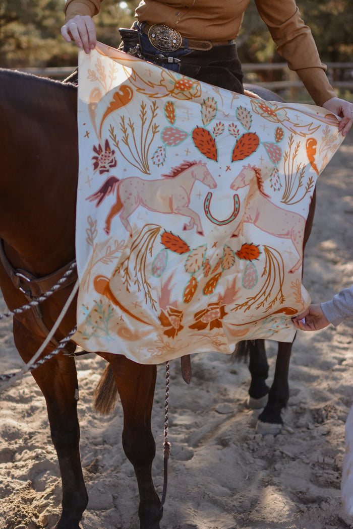 Large Western Wild Rag - Wild Horses Peach