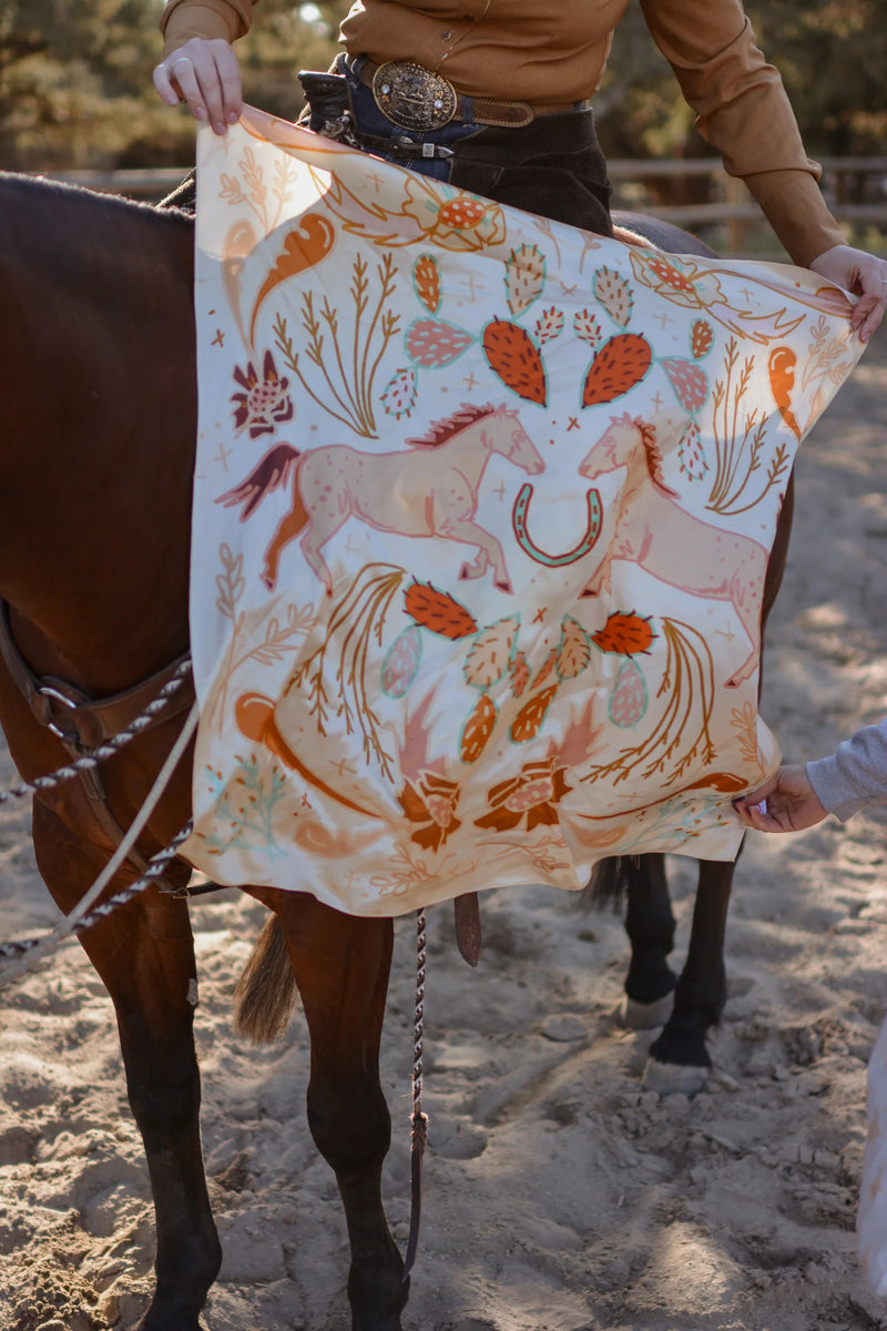 Large Western Wild Rag - Wild Horses Peach