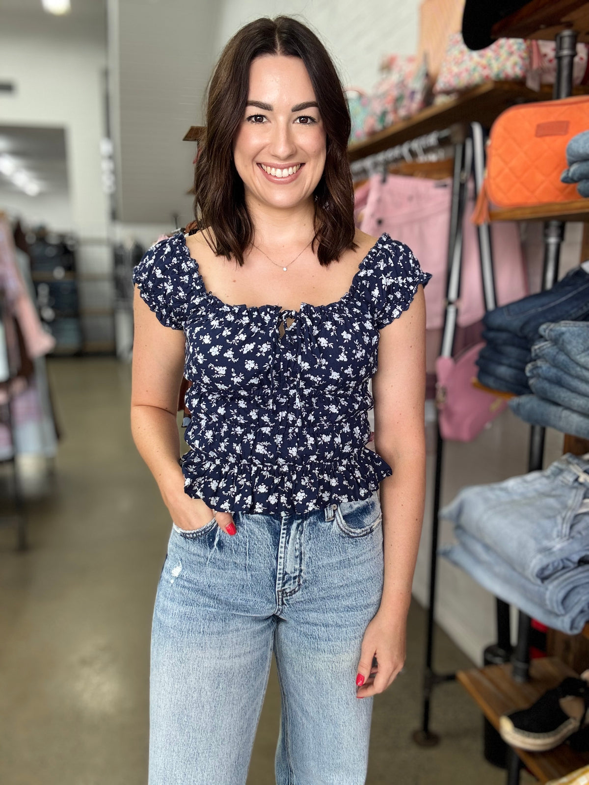 Clarabelle Floral Top - Blue