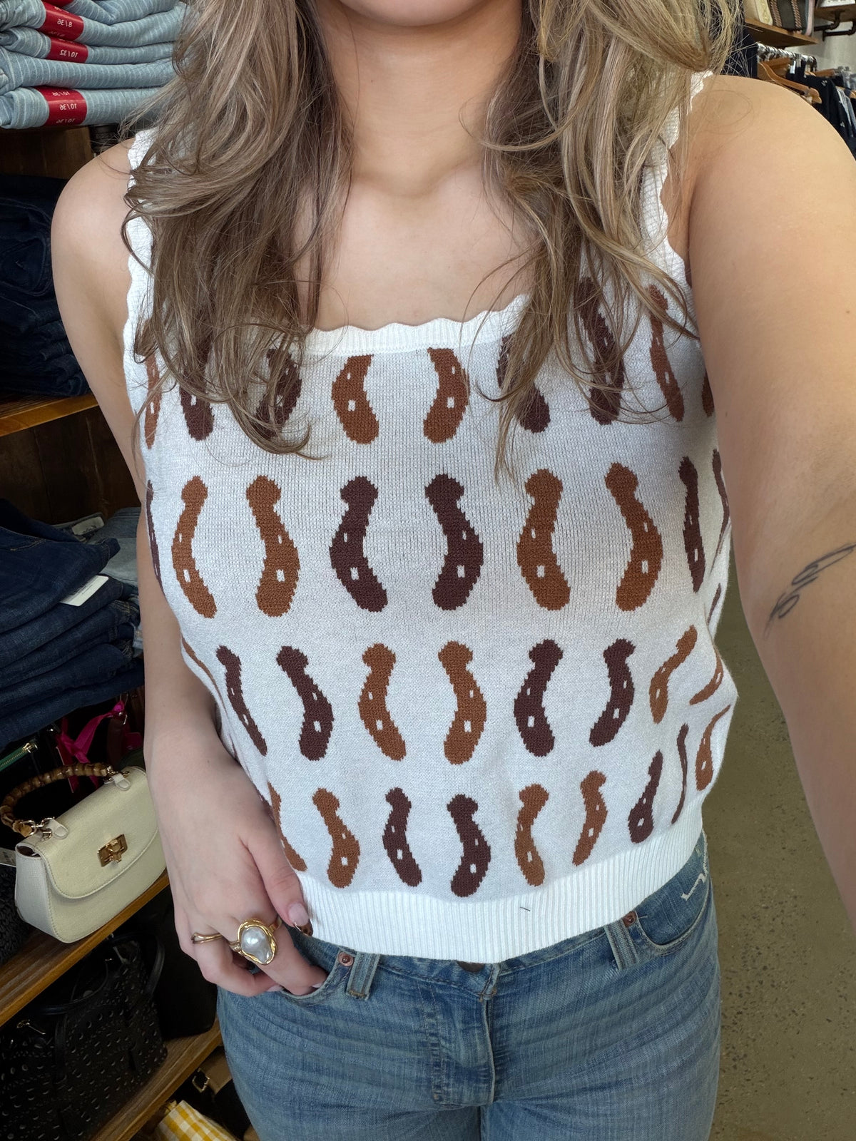 Bettie Knit Top - Neutral Horseshoe
