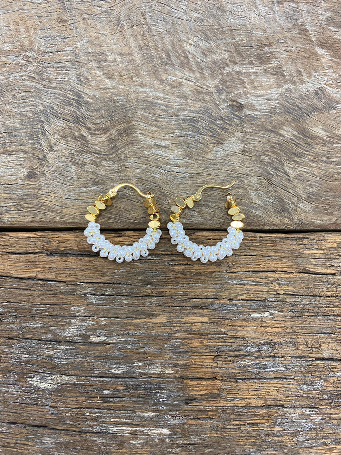 Earrings - Pearl Beaded Hoop Earrings