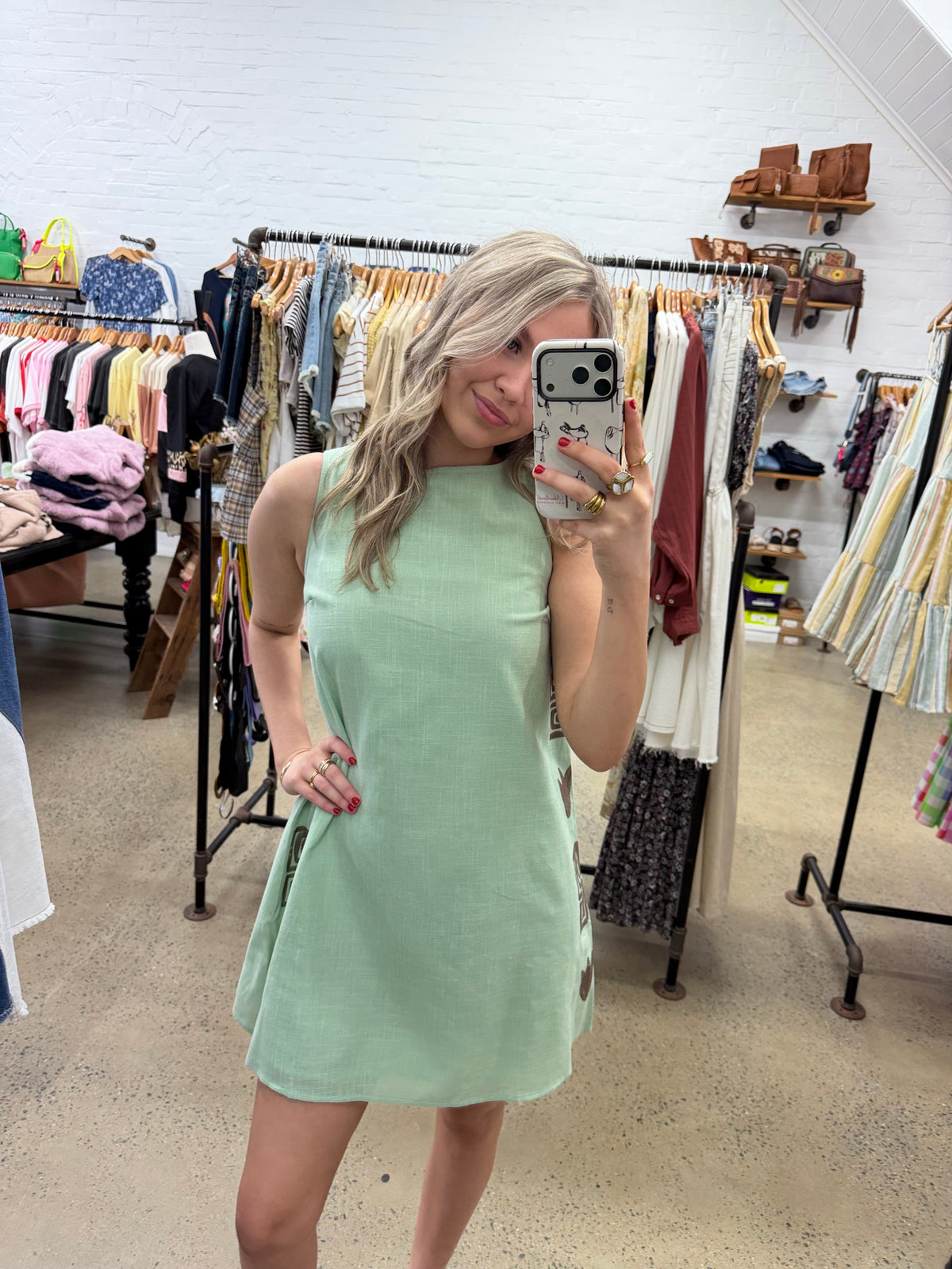 Faye Mini Dress - Sage & Chocolate