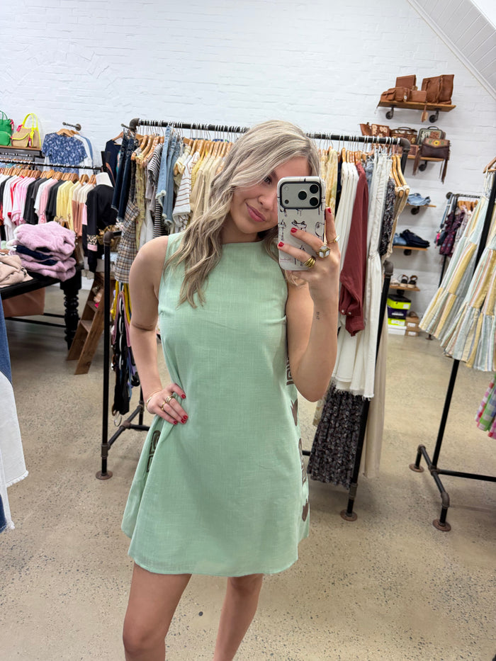 Faye Mini Dress - Sage & Chocolate