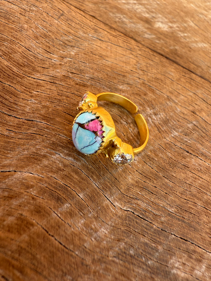 Elle Adjustable Ring - Cotton Candy Dahlia Stone