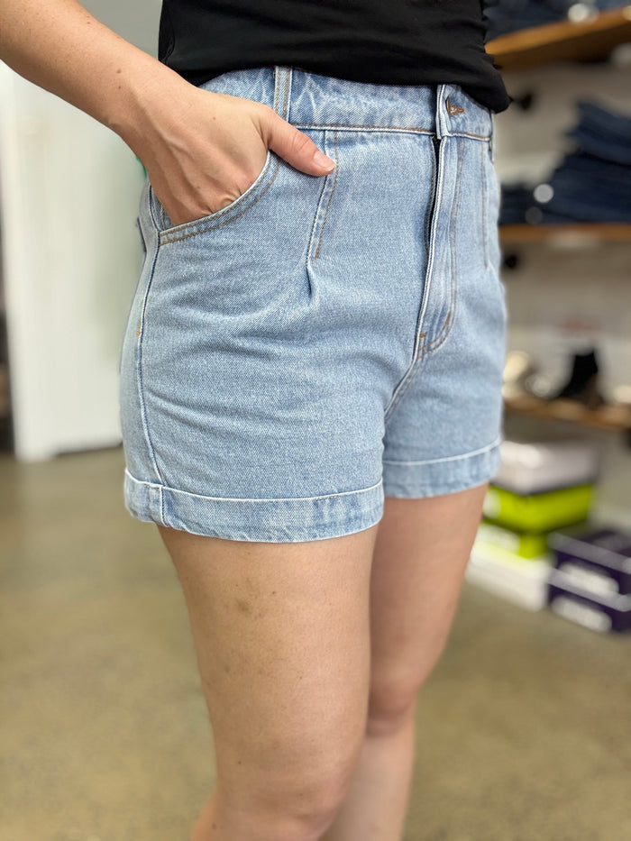 Lou Shorts - Light Denim High Waisted