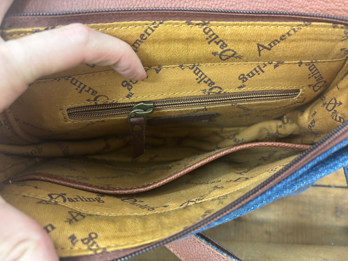 Becca - Tooled Denim Crossbody