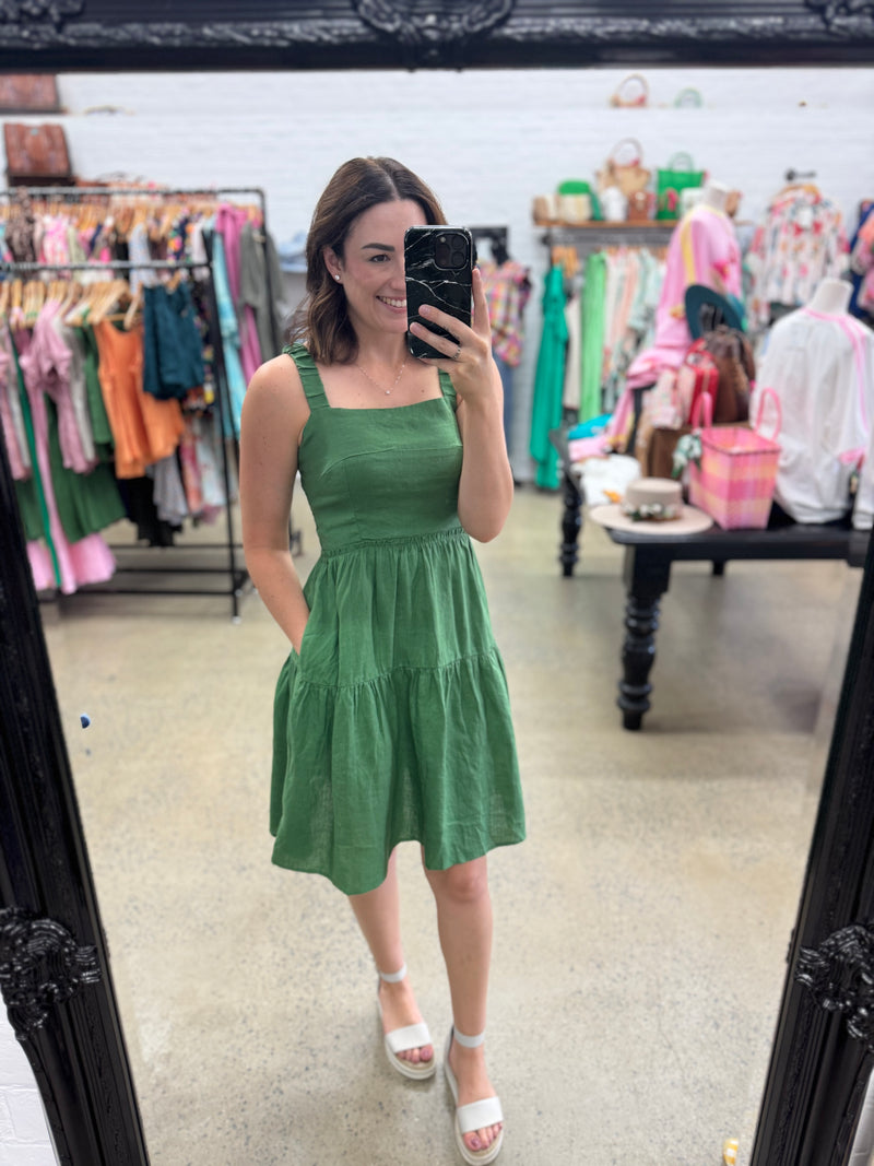 Eden Ruched Mini Dress - Olive