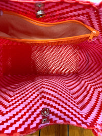 Recycled Plastic Medium Tote Bag - Red & Pink