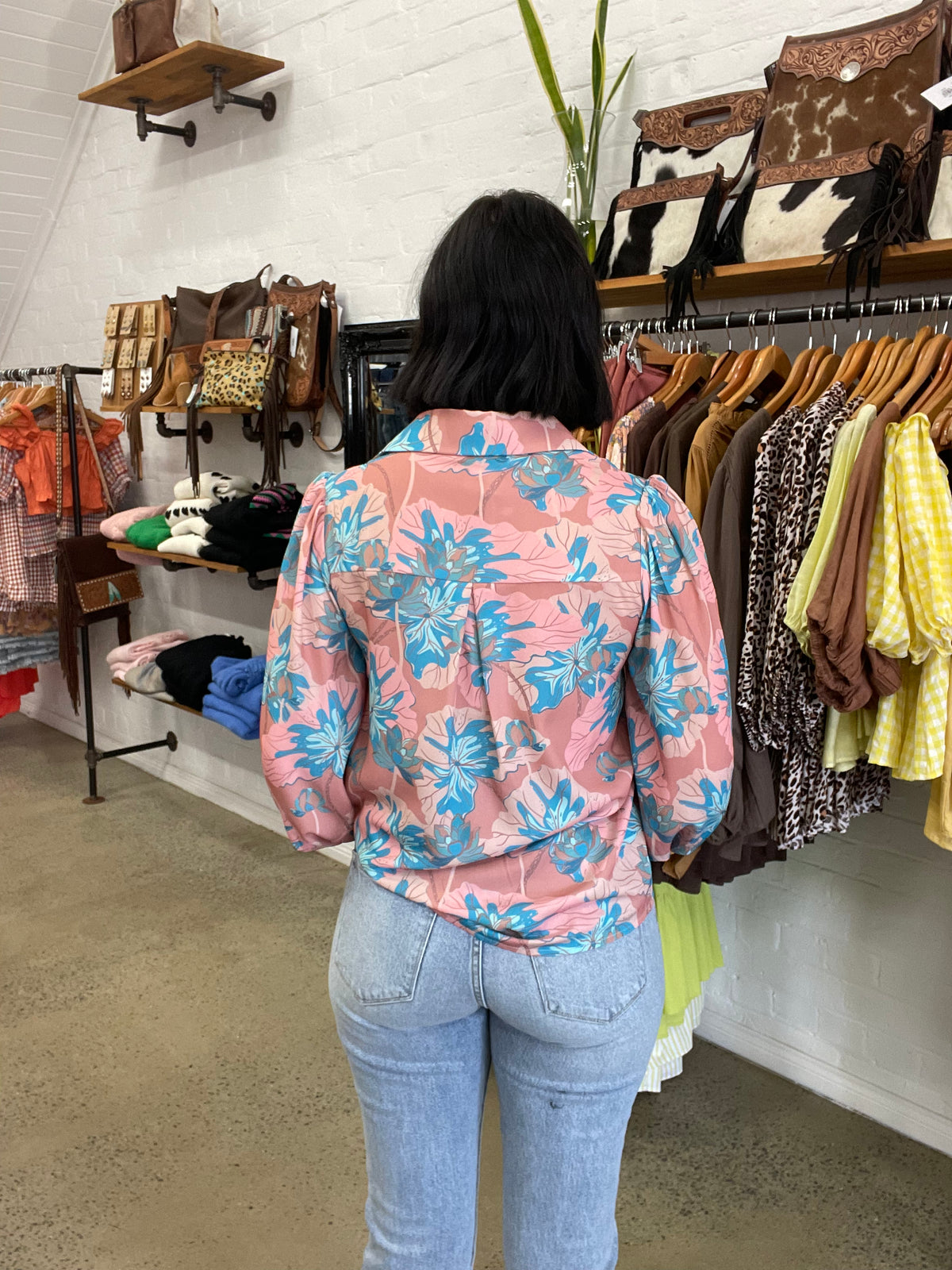 Brianna Top - Pink & Blue Floral
