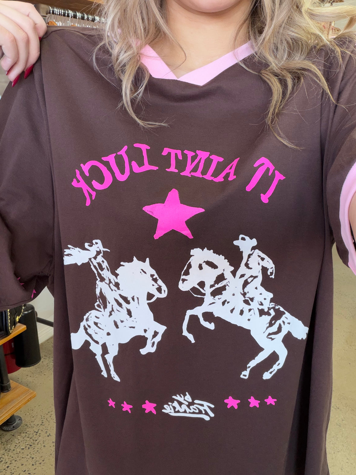 It Ain't Luck Oversized Tee - Chocolate
