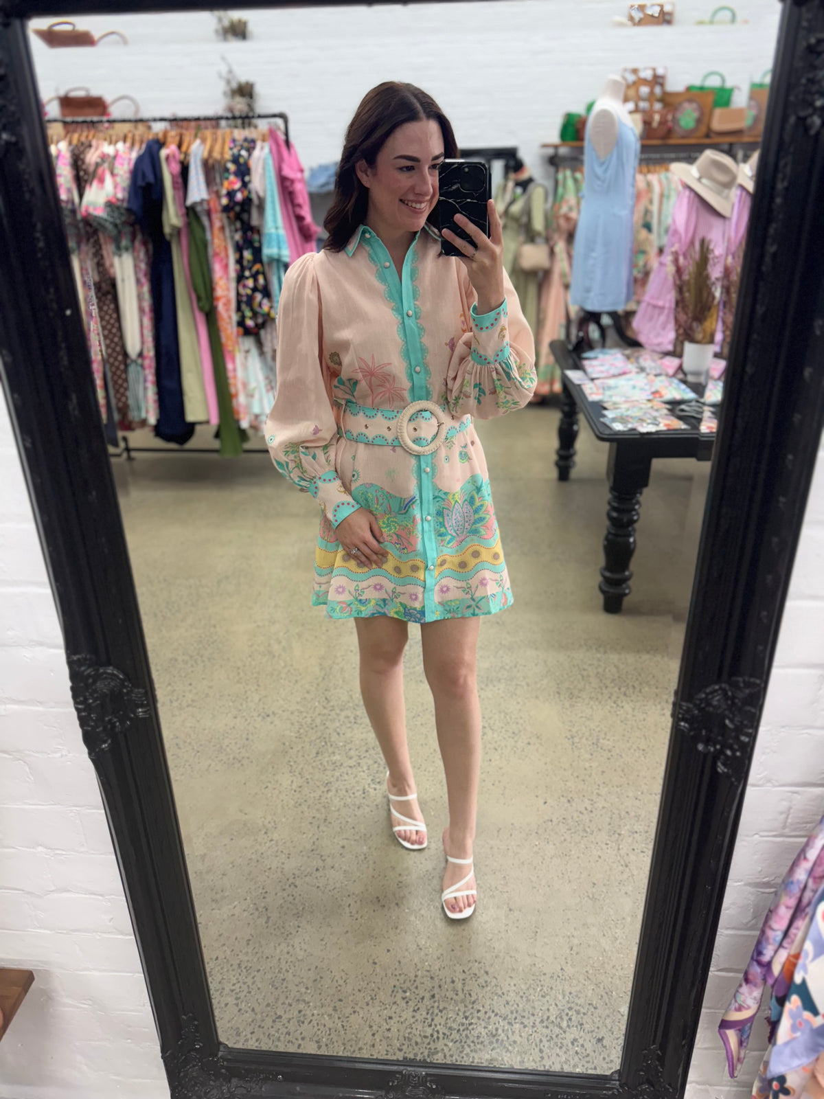 Sky Mini Dress - Pastel Pink & Aqua