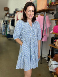 Hadley Dress - Blue & Cream Gingham