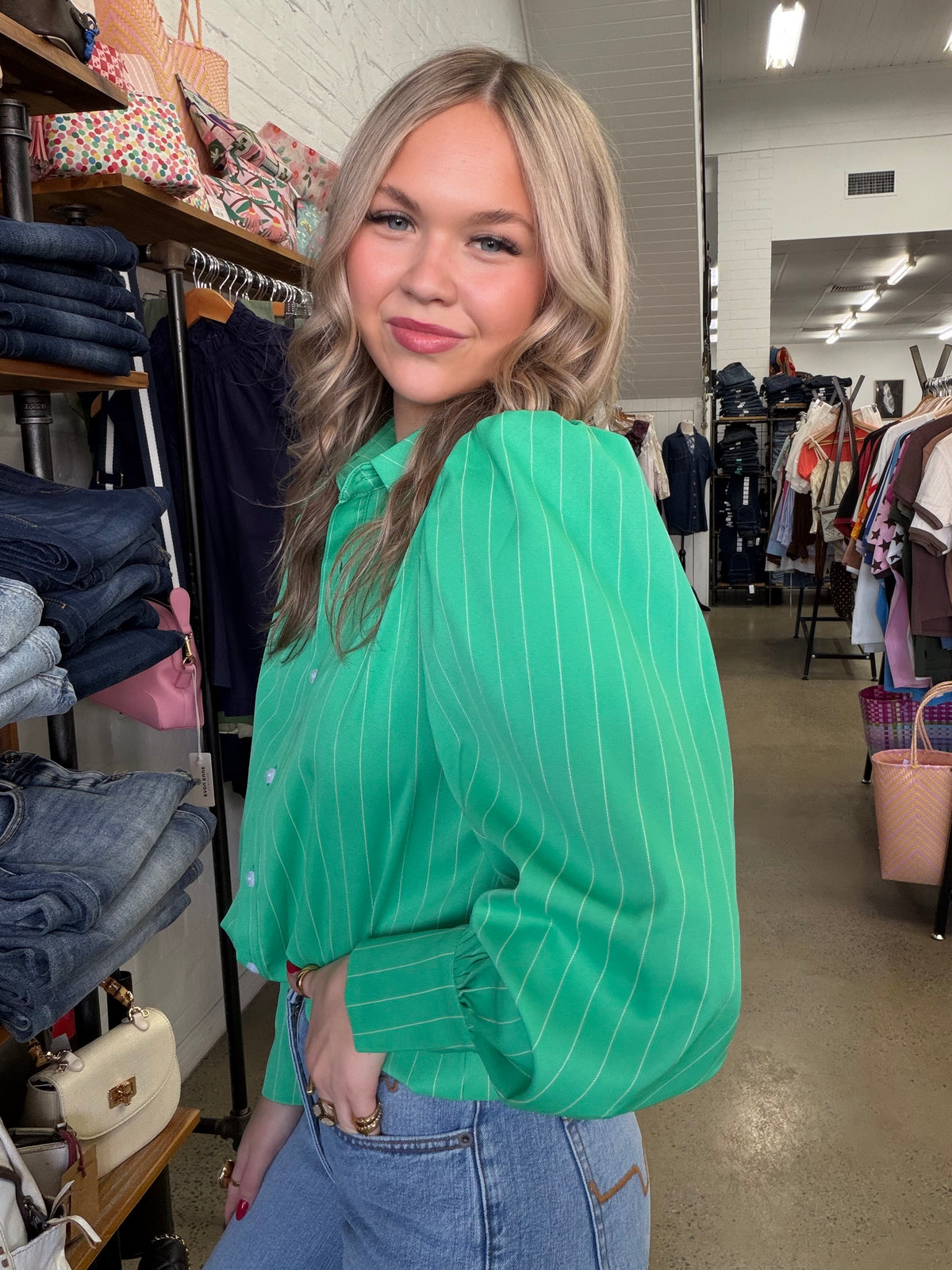 Dolly Top - Green Stripe