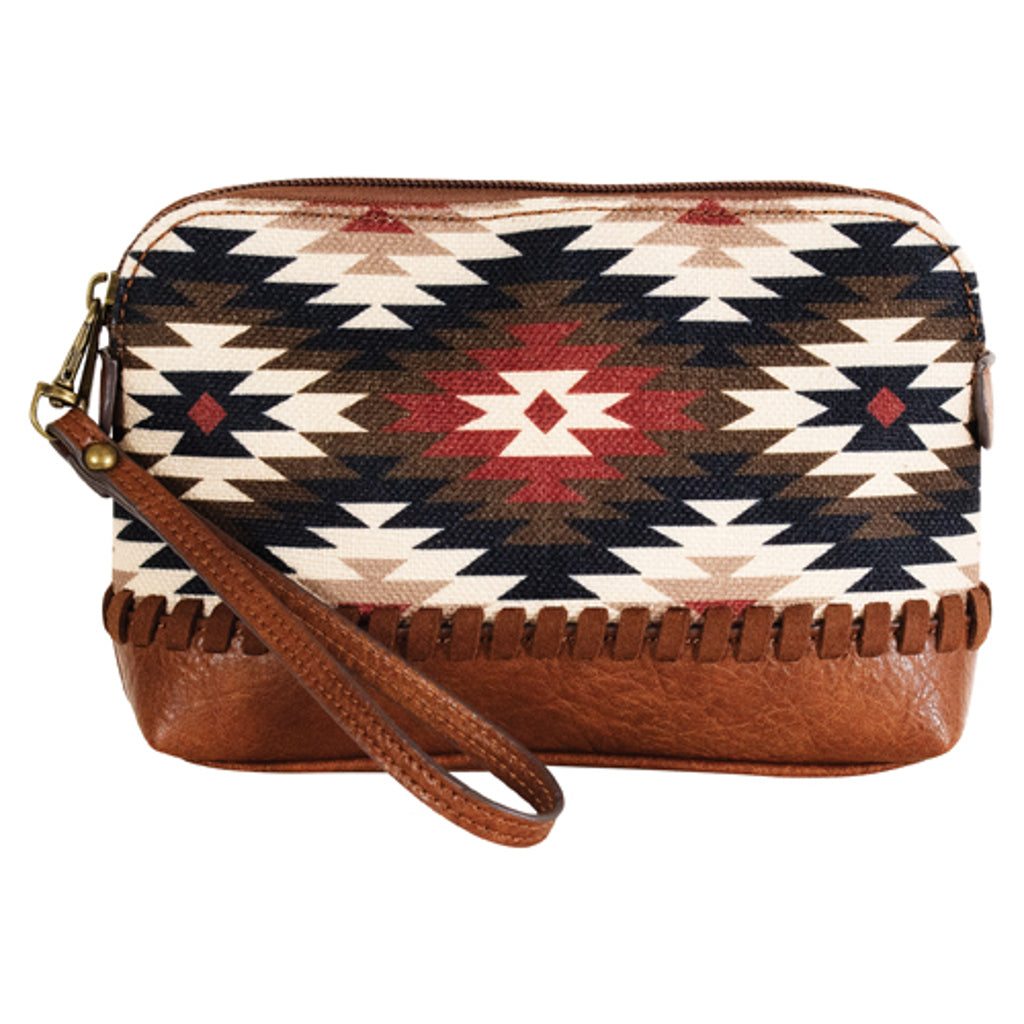 Catchfly Cosmetic Pouch - Tan With Aztec