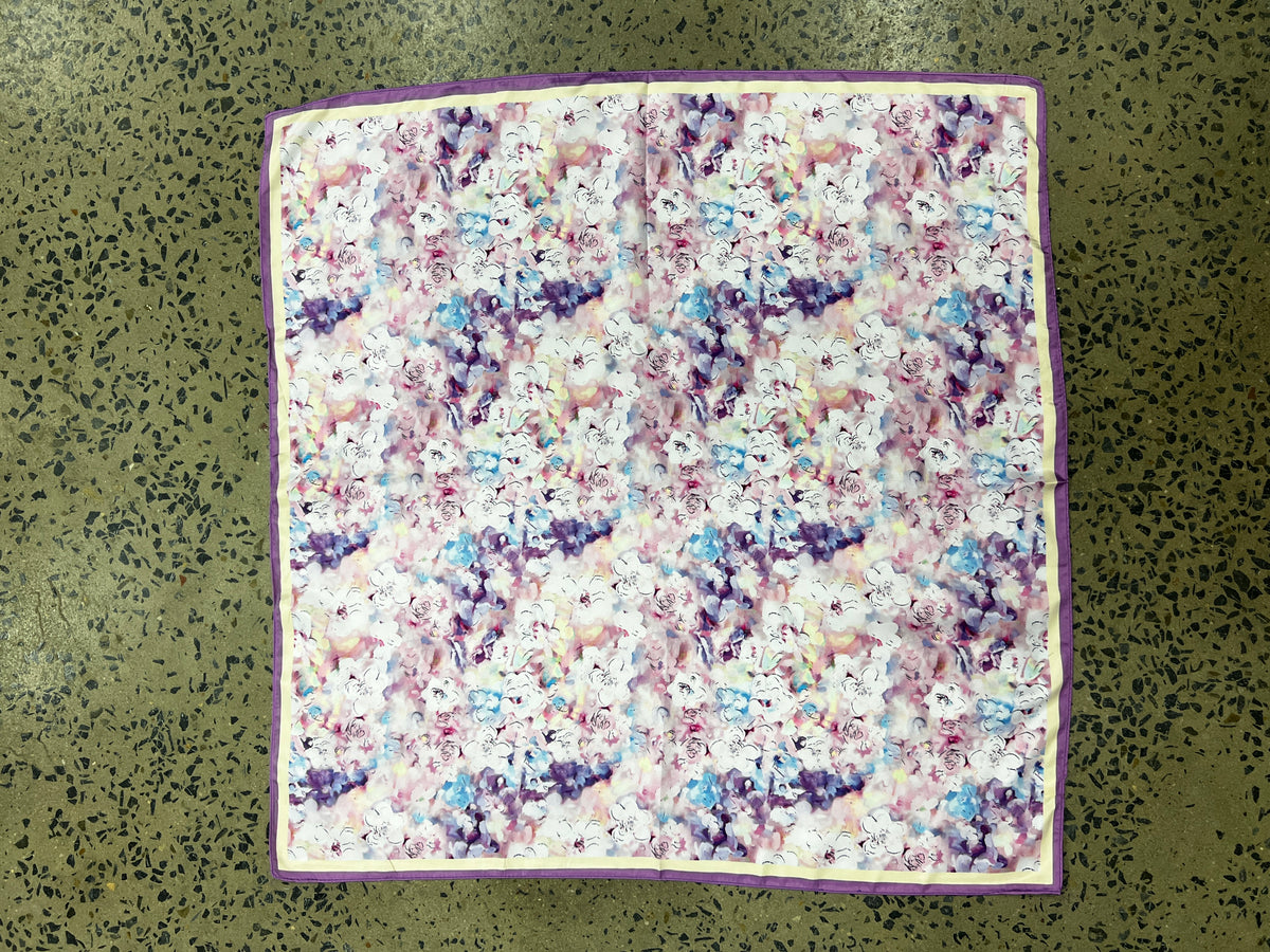 Western Wild Rag - Watercolour Flowers (Purple)