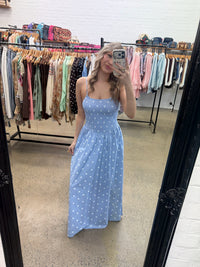 Demi Dress - Blue Polka Dot