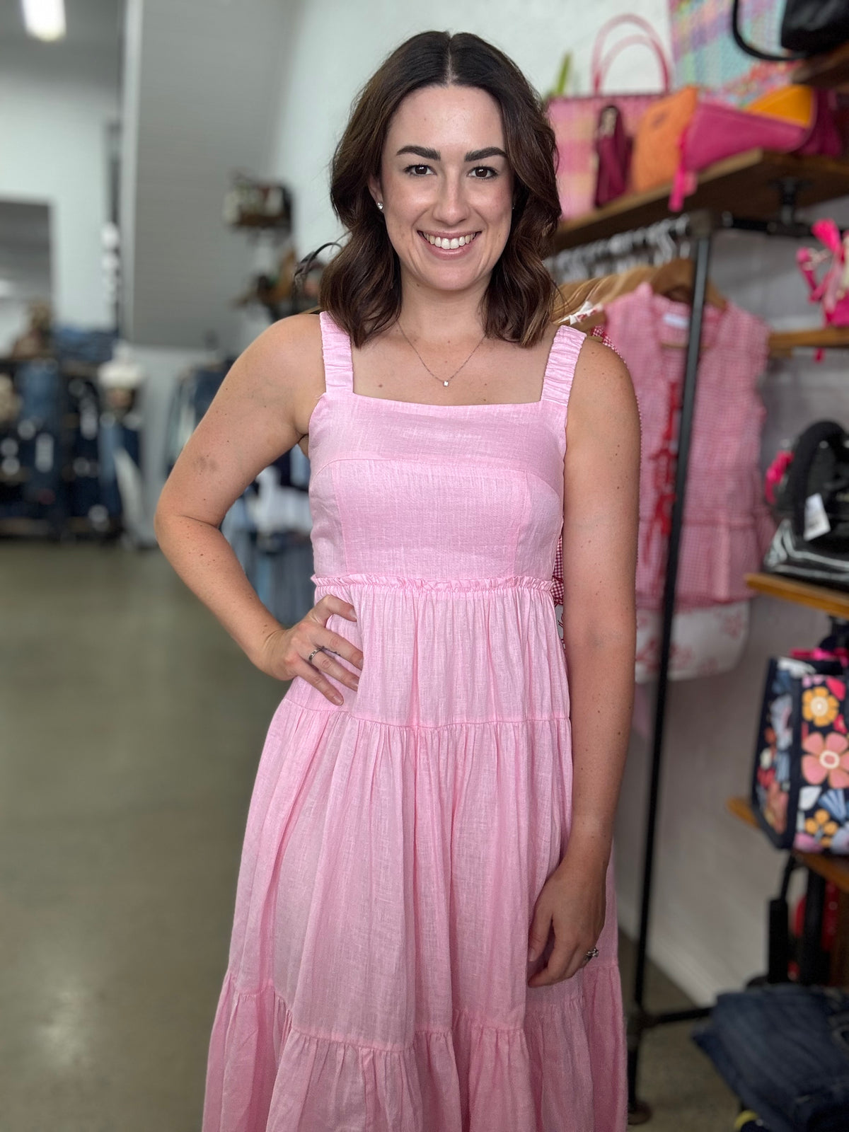 Eden Ruched Maxi Dress - Baby Pink