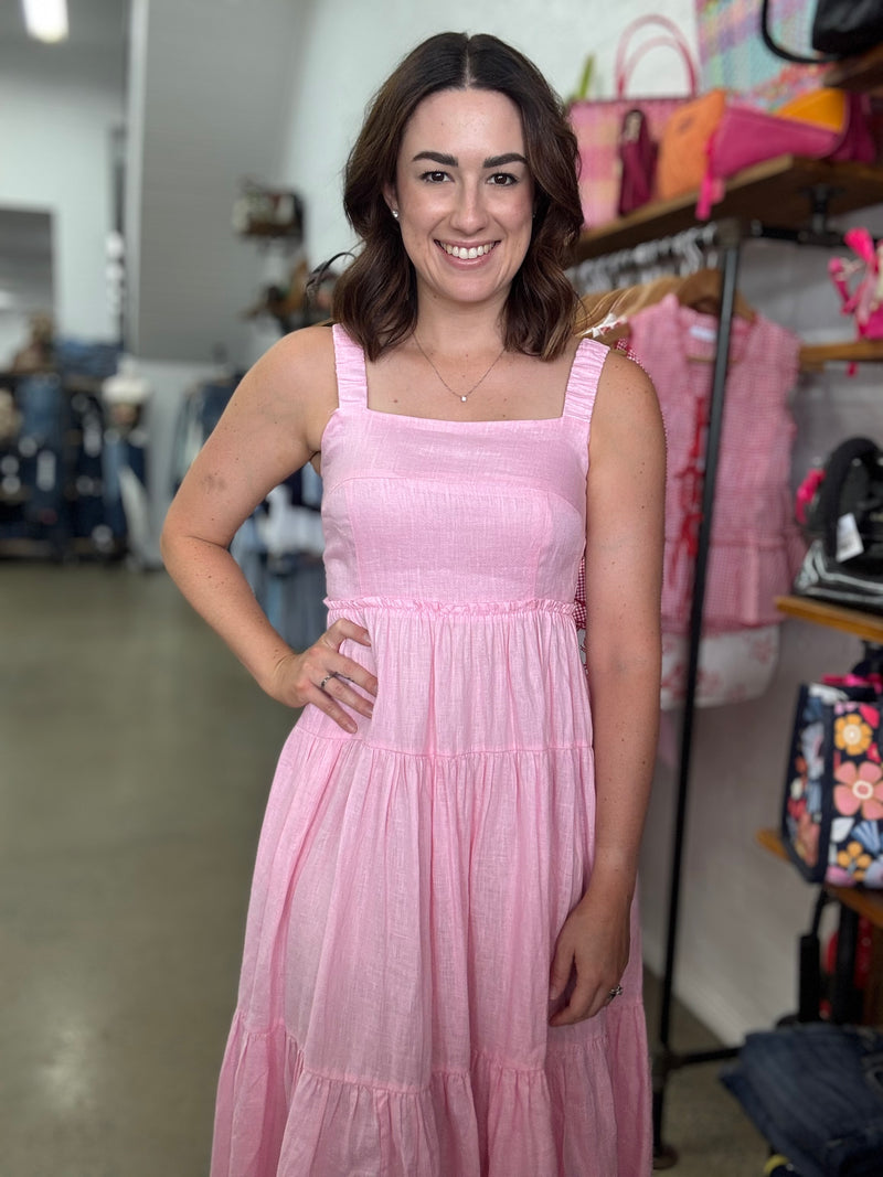 Eden Ruched Maxi Dress - Baby Pink