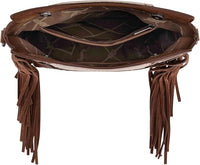 Wrangler Top Handle Boot Scroll Fringe Crossbody - Coffee