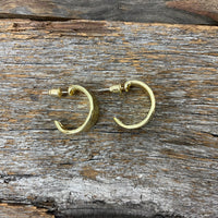 Earrings - Gold Textured Thick Hoop Earrings
