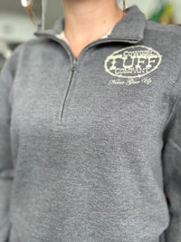Cowgirl Tuff Quarter Zip - Charcoal/Cream Print