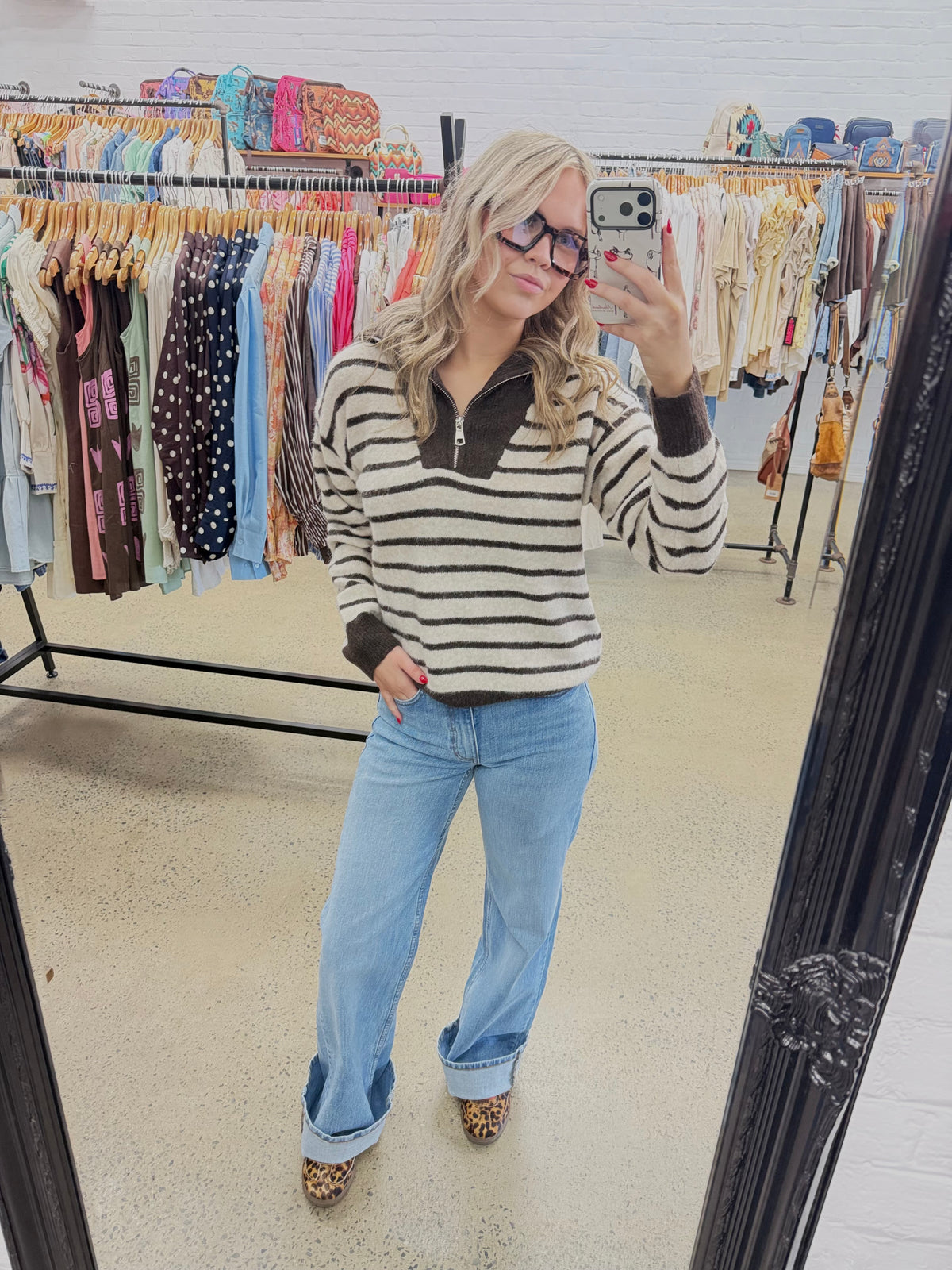 Dawn Knit - Beige & Brown Stripe