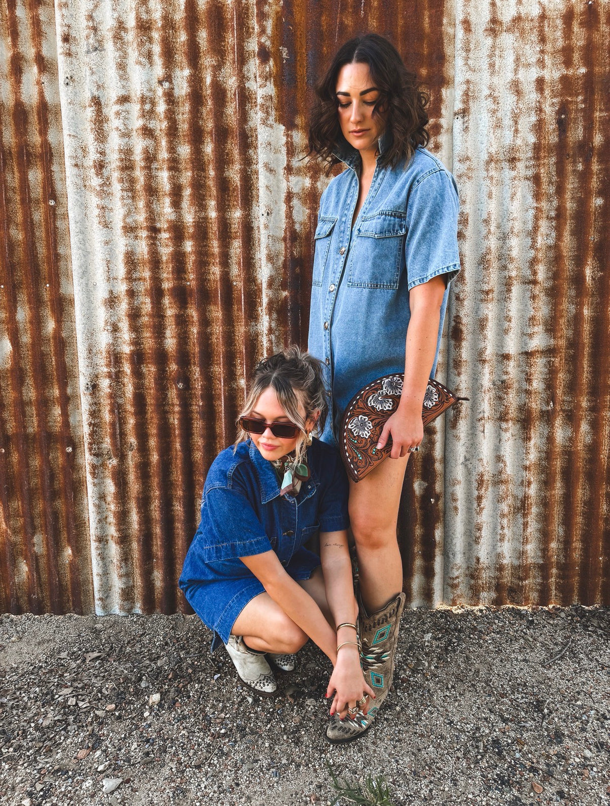 Luna Mini Dress - Mid Wash Denim