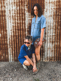 Luna Mini Dress - Mid Wash Denim