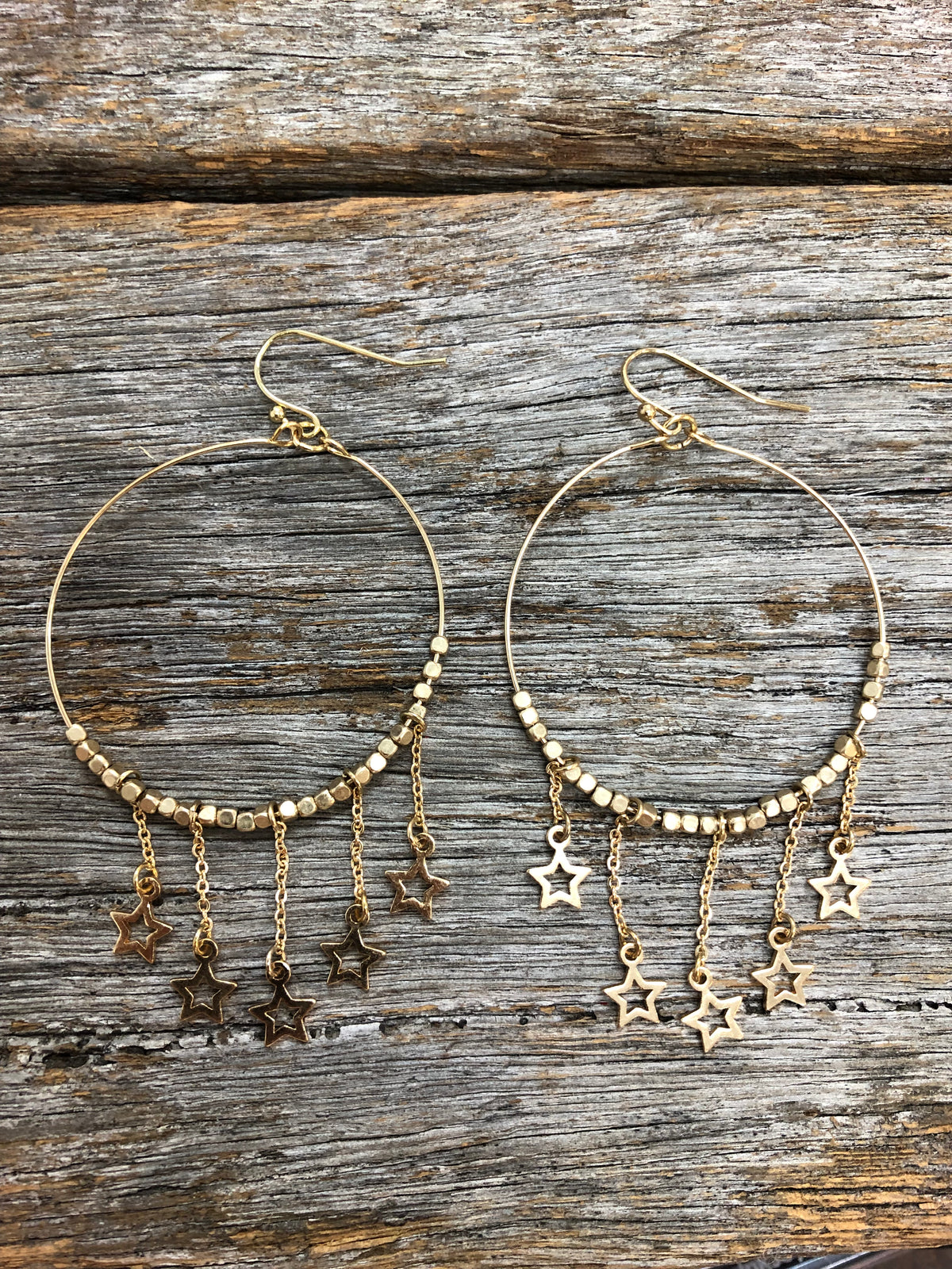 Dangle star hoop earrings on sale