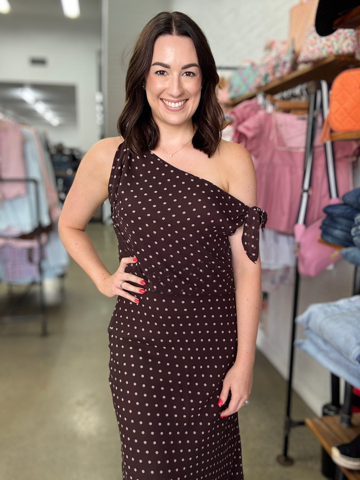 Allie Maxi Dress - Chocolate Polka Dot