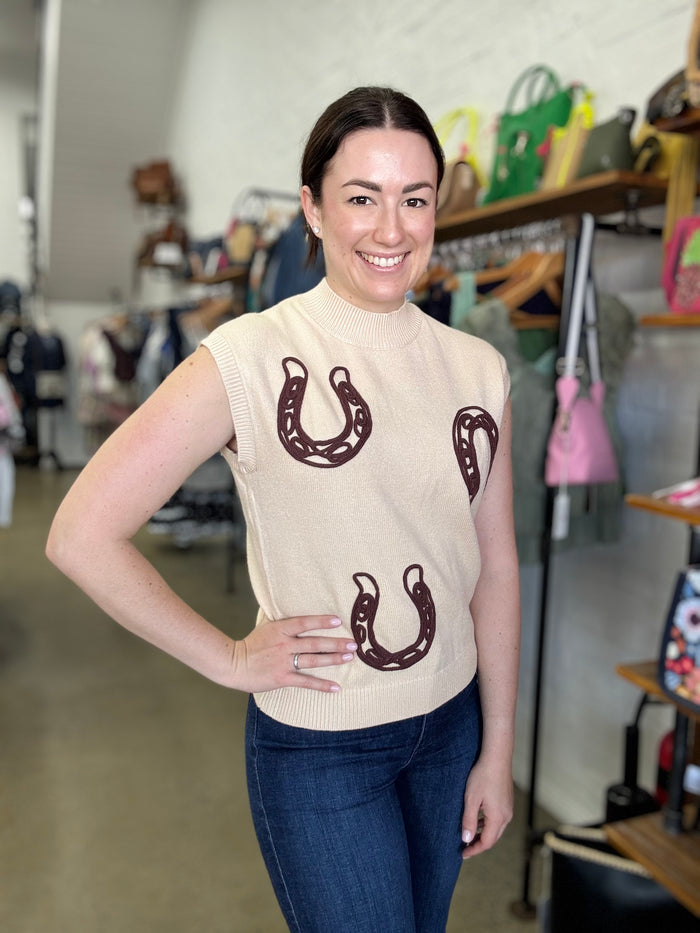 Lottie Knit Vest - Beige/Brown