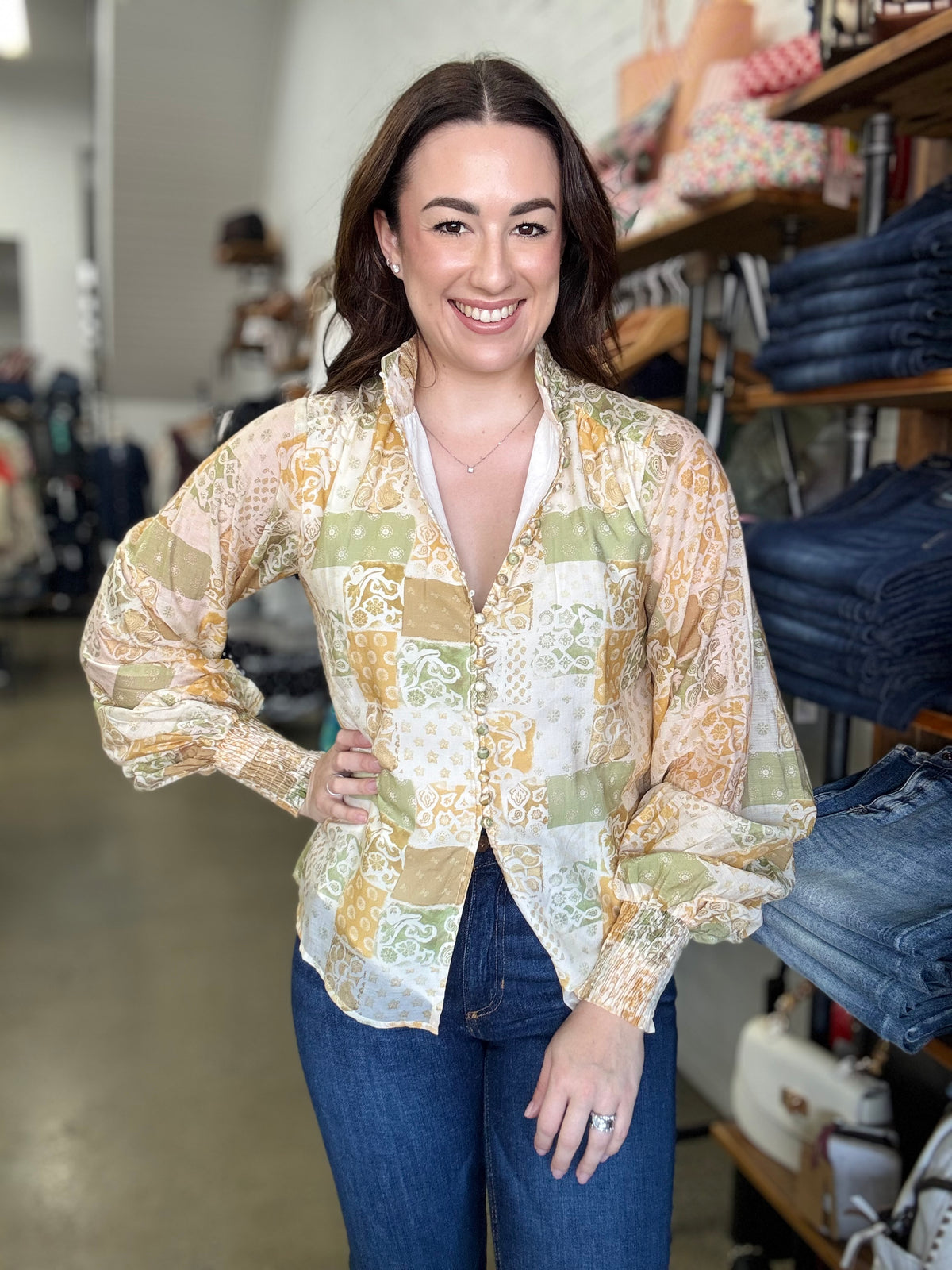 Bloom Top - Yellow Print