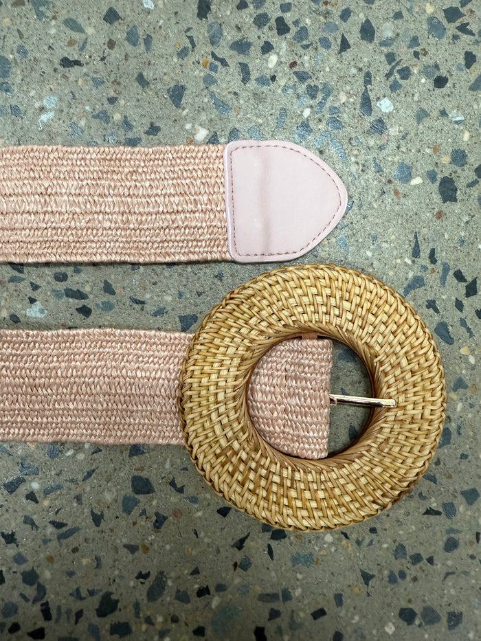 Boutique Belt - Rattan Buckle (Pink)