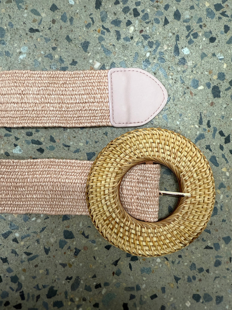 Boutique Belt - Rattan Buckle (Pink)