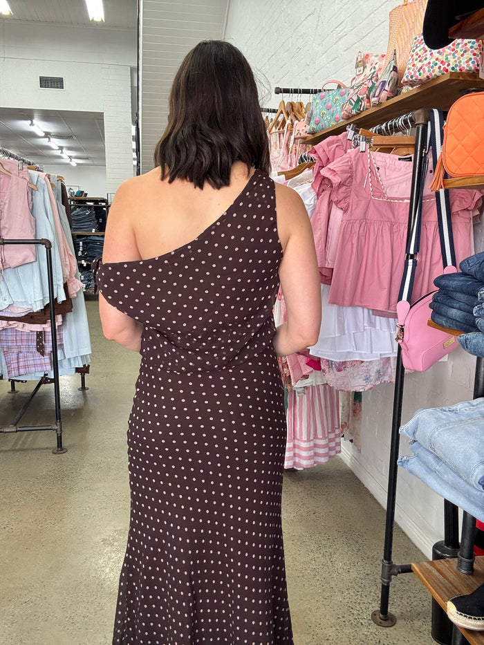 Allie Maxi Dress - Chocolate Polka Dot