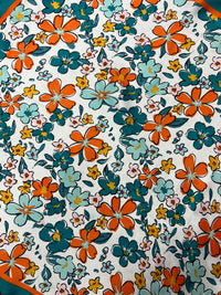 Western Wild Rag - Salverform Floral Print (Teal)