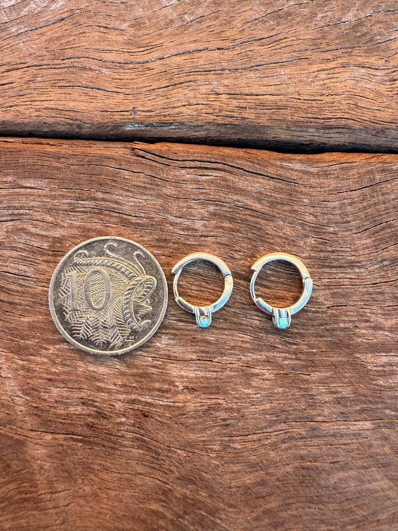 Ellie Hoop Earrings - Turquoise Stones