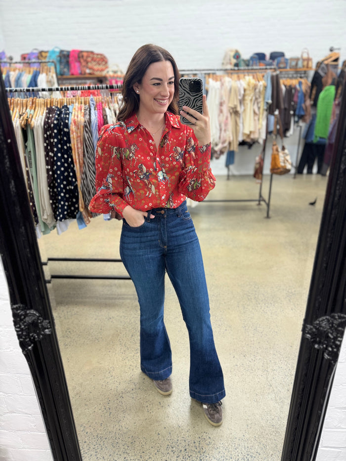 Kenny Top - Rodeo Rose Print